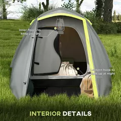 Outsunny Two-Man Dome Tent, with Front Porch and Accessories - Yellow/Grey - 5