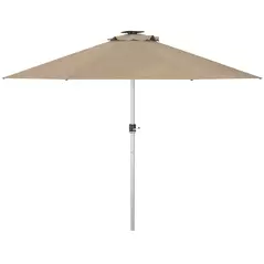 Outsunny 3m Parasol, with Solar-Powered LED Lights - Khaki - 1