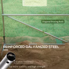 Outsunny Sprinkler System Polytunnel Greenhouse, 4 x 3(m), Green - 7