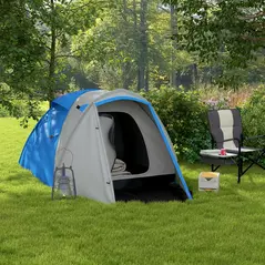 Outsunny Two-Man Dome Tent, with Front Porch and Accessories - Blue/Grey - 2