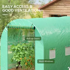 Outsunny Sprinkler System Polytunnel Greenhouse, 3 x 2m, Green - 6