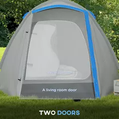 Outsunny Two-Man Dome Tent, with Front Porch and Accessories - Blue/Grey - 6