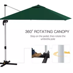 Outsunny Square Cantilever Garden Parasol, with Five-Position Canopy - Green - 4