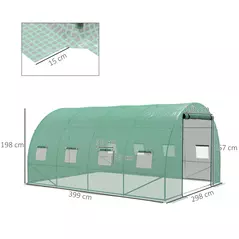 Outsunny Sprinkler System Polytunnel Greenhouse, 4 x 3(m), Green - 3