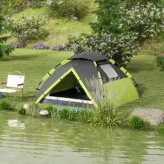 Outsunny Two-Man One Room Camping Tent, with Accessories - Green - 2