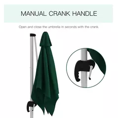 Outsunny Square Cantilever Garden Parasol, with Five-Position Canopy - Green - 7