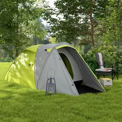 Outsunny Two-Man Dome Tent, with Front Porch and Accessories - Yellow/Grey - 2