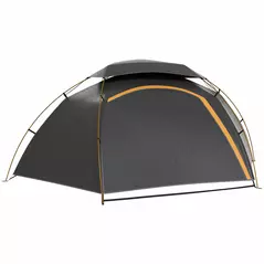 Outsunny Aluminium Frame Camping Tent Dome Tent with Removable Rainfly, 2000mm Waterproof, for 1-2 Man, Grey - 1