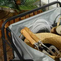 Outsunny Folding Pull Along Cart Cargo Wagon Trolley with Telescopic Handle - Dark Grey - 9