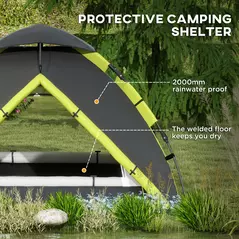 Outsunny Two-Man One Room Camping Tent, with Accessories - Green - 5