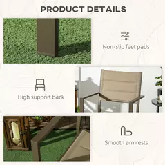 Outsunny Set of Two Aluminium Stacking Garden Chairs - Khaki - 6