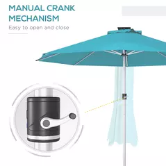 Outsunny 3m Parasol, with Solar-Powered LED Lights - Blue - 6
