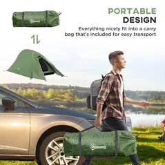 Outsunny Double Layer Camping Tent, 1-2 Man Backpacking Tent with Carry Bag, 2000mm Waterproof and Lightweight, Green - 7