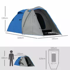 Outsunny Two-Man Dome Tent, with Front Porch and Accessories - Blue/Grey - 3