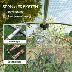 Outsunny Sprinkler System Polytunnel Greenhouse, 3 x 2m, Green - 4