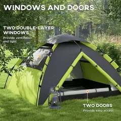 Outsunny Two-Man One Room Camping Tent, with Accessories - Green - 6