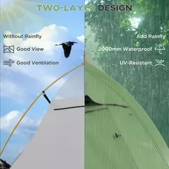 Outsunny Double Layer Camping Tent, 1-2 Man Backpacking Tent with Carry Bag, 2000mm Waterproof and Lightweight, Green - 4