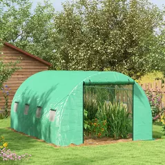 Outsunny Sprinkler System Polytunnel Greenhouse, 4 x 3(m), Green - 2