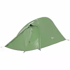 Outsunny Double Layer Camping Tent, 1-2 Man Backpacking Tent with Carry Bag, 2000mm Waterproof and Lightweight, Green - 1