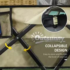 Outsunny Folding Garden Trolley, 180L Wagon Cart with Extendable Side Walls, for Beach, Camping, Festival, Green - 5