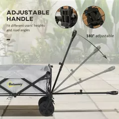 Outsunny Folding Pull Along Cart Cargo Wagon Trolley with Telescopic Handle - Dark Grey - 5