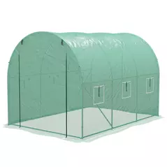 Outsunny Sprinkler System Polytunnel Greenhouse, 3 x 2m, Green - 1
