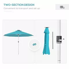 Outsunny 3m Parasol, with Solar-Powered LED Lights - Blue - 7