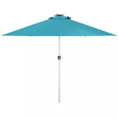 Outsunny 3m Parasol, with Solar-Powered LED Lights - Blue - 1
