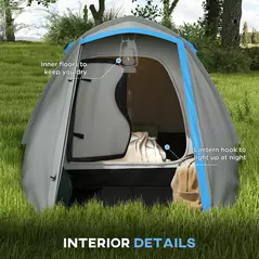 Outsunny Two-Man Dome Tent, with Front Porch and Accessories - Blue/Grey - 5