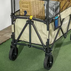 Outsunny Folding Garden Trolley, 180L Wagon Cart with Extendable Side Walls, for Beach, Camping, Festival, Green - 9