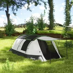 Outsunny Three-Man Camping Tent, with Two Rooms and Porch - Green - 2
