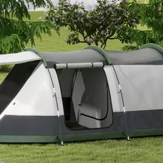 Outsunny Three-Man Camping Tent, with Two Rooms and Porch - Green - 9