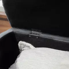 HOMCOM Velvet-Feel Half Circle Storage Ottoman - Dark Grey - 8