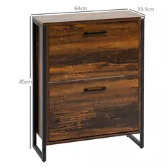 HOMCOM 12-Shoe, Two-Door Storage Cabinet - Wood-Effect - 3