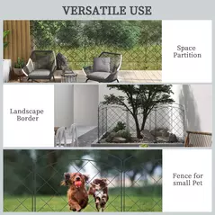 Outsunny Decorative Garden Fencing, 43in x 11.4ft Outdoor Picket Fence Panels, 8PCs Rustproof Steel Wire Landscape Flower Bed Border Edging Animal Barrier, Black - 6