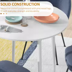 HOMCOM Folding Dining Table for 4, Round Drop Leaf Table, Modern Space Saving Small Kitchen Table with Wood Legs for Dining Room, White - 6