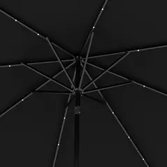 Outsunny 2.7m Outdoor Patio Garden Umbrella Parasol with Tilt Crank and 24 LEDs Lights, Black - 9