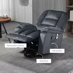 HOMCOM Leathaire Eight Massage Point Armchair, with Heat and Reclining Back - Grey - 10