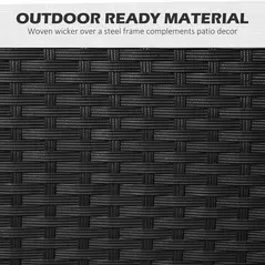 Outsunny Five-Piece Garden Dining Set, with Rattan Seat Chairs and Cushions - Black - 7