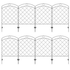 Outsunny Decorative Garden Fencing, 43in x 11.4ft Outdoor Picket Fence Panels, 8PCs Rustproof Steel Wire Landscape Flower Bed Border Edging Animal Barrier, Black - 1