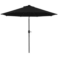 Outsunny 2.7m Outdoor Patio Garden Umbrella Parasol with Tilt Crank and 24 LEDs Lights, Black - 1