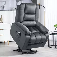 HOMCOM Leathaire Eight Massage Point Armchair, with Heat and Reclining Back - Grey - 3