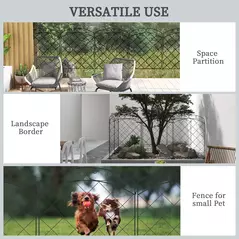 Outsunny Decorative Garden Fencing, 43in x 11.4ft Outdoor Picket Fence Panels, 8PCs Rustproof Steel Wire Landscape Flower Bed Border Edging Animal Barrier, Swirls - 6