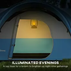 Outsunny 3000mm Waterproof Camping Tent for 5-6 Man, Family Tent with Porch and Sewn in Groundsheet, Portable with Bag, Blue - 7
