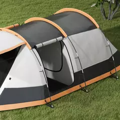 Outsunny Three-Man Camping Tent, with Two Rooms and Porch - Orange - 8