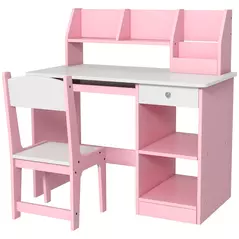 ZONEKIZ Two-Piece Kids Desk and Chair Set with Storage, for Ages 5-8 Years - Pink - 1