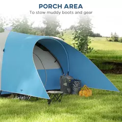 Outsunny 3000mm Waterproof Camping Tent for 5-6 Man, Family Tent with Porch and Sewn in Groundsheet, Portable with Bag, Blue - 4
