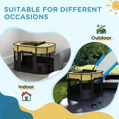 PawHut Foldable Dog Pen with Storage Bag for Indoor/Outdoor Use, Portable Pet playpen, with Ground Stakes - Yellow - 7