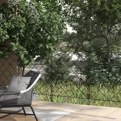 Outsunny Decorative Garden Fencing, 43in x 11.4ft Outdoor Picket Fence Panels, 8PCs Rustproof Steel Wire Landscape Flower Bed Border Edging Animal Barrier, Swirls - 8