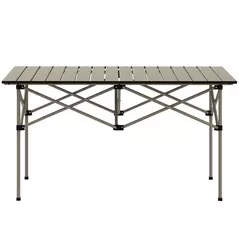 Outsunny Two-Seater Portable Aluminium Table, with Roll-Up Tabletop and Bag - Khaki - 1